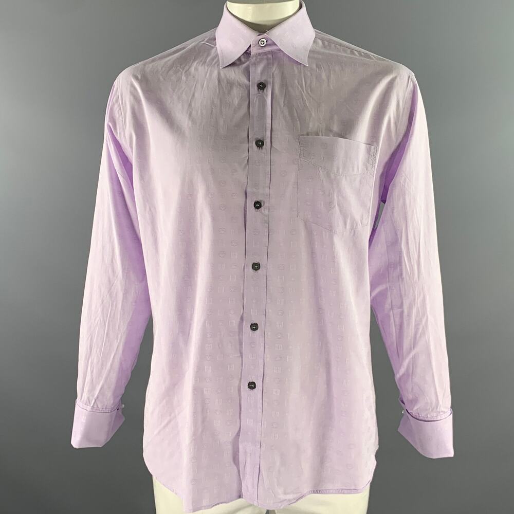 PAUL SMITH Size XL Purple Lavender Jacquard Cotton French Cuff Long Sleeve Shirt
